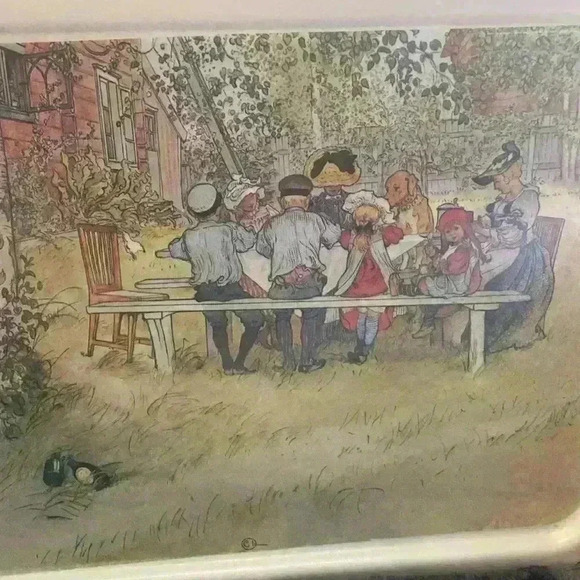 Vintage Carl  Larsson tray Sweden - Breakfast under the Big Birch - Picture 12 of 16